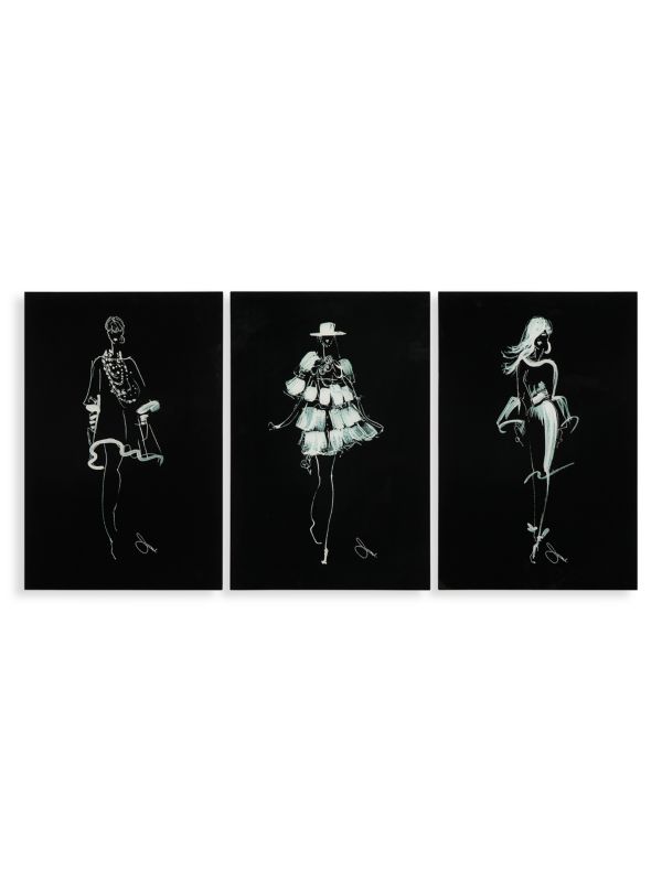 Empire Art Direct Fashionista by Jodi 3-Piece Tempered Glass Wall Art Set